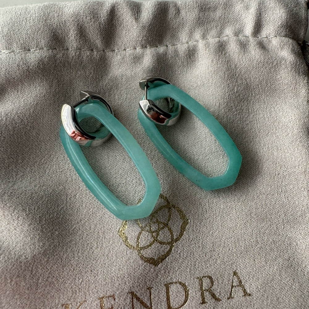 Kendra Scott Silver and Teal Earrings